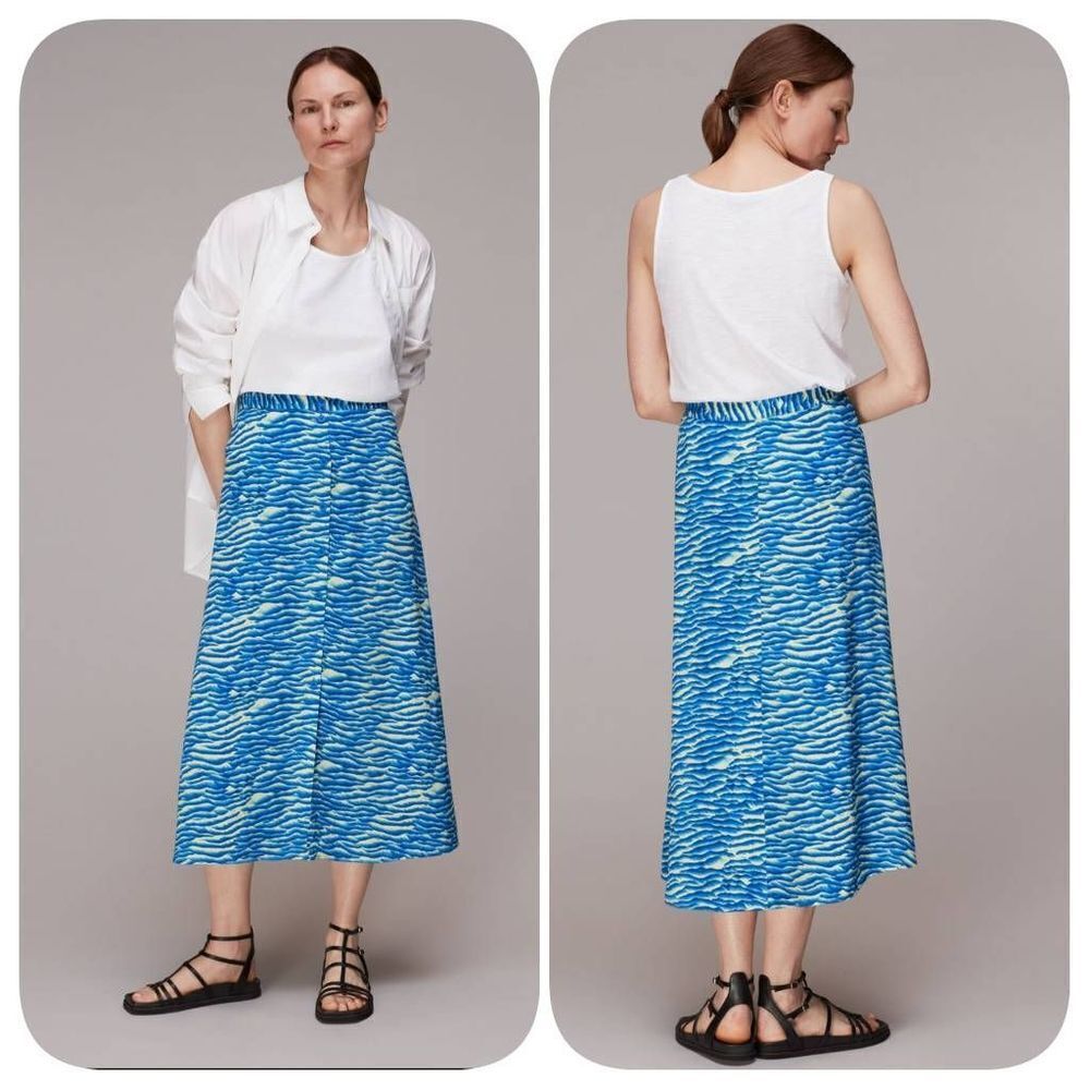 Whistles Seafoam Button Front Skirt Sz 12